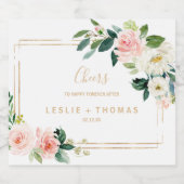 Groen & Goud Geometrische Bruiloft Mousserende Wij Sparkling Wijnetiket (Enkel label)