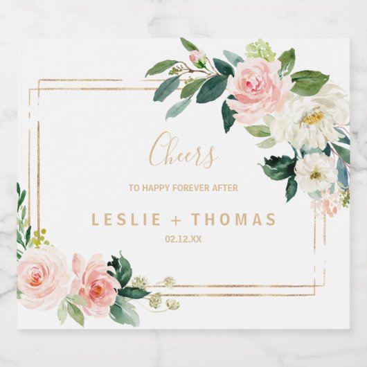 Groen & Goud Geometrische Bruiloft Mousserende Wij Sparkling Wijnetiket (Enkel label)