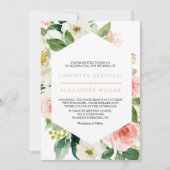 Groen & Goud Geometrische Elegante Bloemen bruilof Kaart (Voorkant)