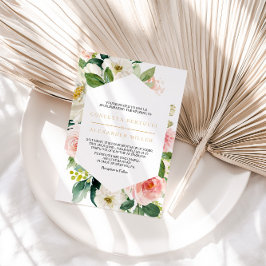 Groen & Goud Geometrische Elegante Bloemen bruilof Kaart