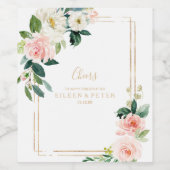 Groen & Goud Geometrische Elegante Huwelijk Wijn Etiket (Enkel label)