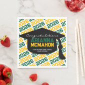 Groen & Goud Gepersonaliseerd Graduation Cap Papie Servet (Insitu)