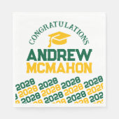 Groen & Goud Gepersonaliseerde Graduation Party Pa Servet (Voorkant)