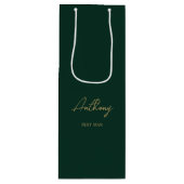 Groen & Goud Gepersonaliseerde Naam Trouwfeest Wijn Cadeautas (Voorkant)