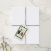 Groen Goud Geplaagd Foto Kerstmis Cadeaulabel (Met Touw)