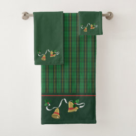 Groen Goud Geplakte Kerstballen Bad Handdoek