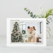 Groen & Goud Gestreepte Seizoensgroeten Foto Feestdagenkaart (Staand voorkant)