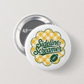 Groen & Goud Gingham Game Day Voetbal Ronde Button 5,7 Cm (Voorkant /achterkant)