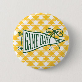 Groen & Goud Gingham Speldag Wimpel  Ronde Button 5,7 Cm