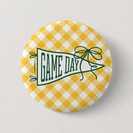 Groen & Goud Gingham Speldag Wimpel Ronde Button 5,7 Cm (Voorkant)
