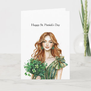 Groen Goud Glamour Klaver St. Patrick's Dag Kaart
