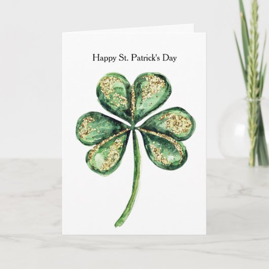 Groen Goud Glans Klaver St. Patrick's Day Kaart (Voorkant)