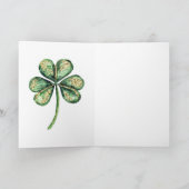 Groen Goud Glans Klaver St. Patrick's Day Kaart (Binnen)