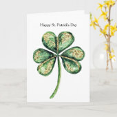 Groen Goud Glans Klaver St. Patrick's Day Kaart (Gele Bloem)