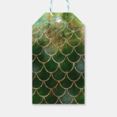 Groen & Goud Glanzende Zeemeermin Schubben Cadeaulabel (Achterkant)