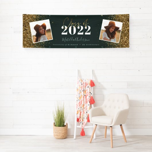 groen goud glitter 2 fotoklasse afstuderen spandoek