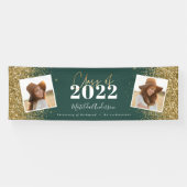 groen goud glitter 2 fotoklasse afstuderen spandoek (Horizontaal)