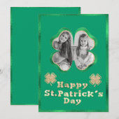 Groen & Goud Glitter Aangepaste Foto St. Patrick's Feestdagenkaart (Voorkant / Achterkant)