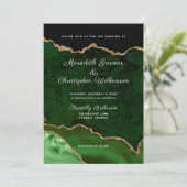 Groen goud glitter Agate Geode Wedding Kaart (Staand voorkant)