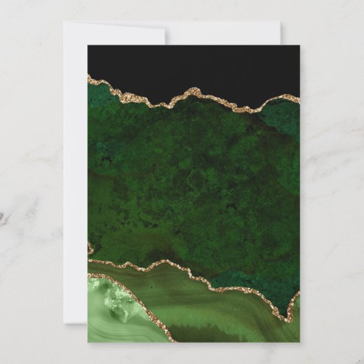 Groen goud glitter Agate Geode Wedding Kaart (Achterkant)