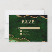 Groen goud glitter Agate Geode Wedding RSVP Kaartje (Voorkant)
