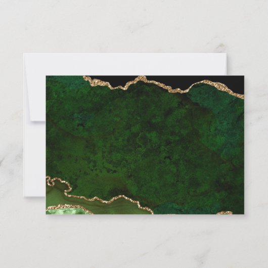 Groen goud glitter Agate Geode Wedding RSVP Kaartje (Achterkant)