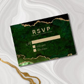 Groen goud glitter Agate Geode Wedding RSVP Kaartje