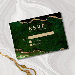 Groen goud glitter Agate Geode Wedding RSVP Kaartje