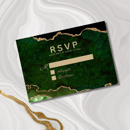 Groen goud glitter Agate Geode Wedding RSVP Kaartje