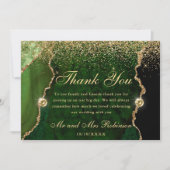 Groen Goud Glitter Agate Trouwring Bedankkaart (Voorkant)