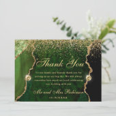Groen Goud Glitter Agate Trouwring Bedankkaart (Staand voorkant)