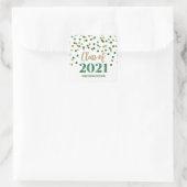 Groen Goud Glitter Confetti Afstuderen 2021 Vierkante Sticker (Tas)
