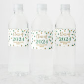 Groen Goud Glitter Confetti Afstuderen Waterfles Etiket (Flessen)