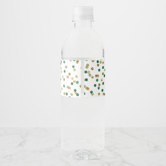 Groen Goud Glitter Confetti Afstuderen Waterfles Etiket (Achterkant)