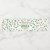 Groen Goud Glitter Confetti Afstuderen Waterfles Etiket (Enkel label)