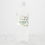 Groen Goud Glitter Confetti Afstuderen Waterfles Etiket (Voorkant)