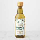 Groen Goud Glitter Confetti Afstuderen Wijn Etiket (Voorkant)