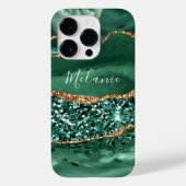 Groen Goud Glitter Emerald Aangepaste Naam iPhone Case-Mate iPhone Case (Achterkant)