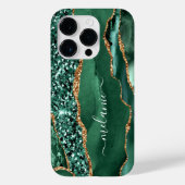 Groen Goud Glitter Emerald Jouw naam iPhone Case (Achterkant)