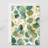 Groen Goud Glitter Eucalyptus Bruiloft Kaart (Achterkant)