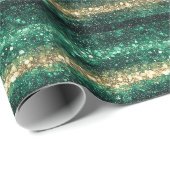 Groen Goud Glitter Kerstmis Cadeaupapier (Rol Hoek)