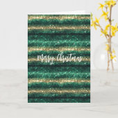 Groen Goud Glitter Kerstmis Kaart (Gele Bloem)
