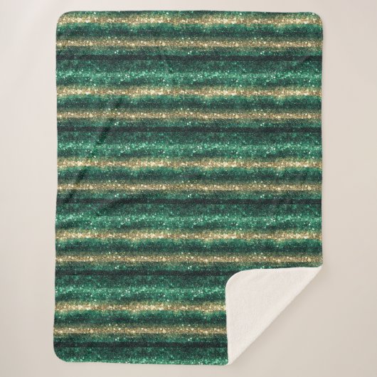 Groen Goud Glitter Kerstmis Sherpa Deken (Voorkant)