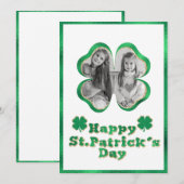 Groen & Goud Glitter Klaver Foto St. Patrick's Feestdagenkaart (Voorkant / Achterkant)