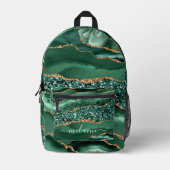 Groen Goud Glitter Marble Custom Name Rugzak (Voorkant)