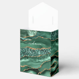 Groen Goud Glitter Marmer Aangepaste Naam Gift Box Bedankdoosjes