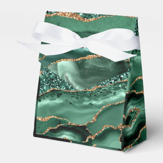 Groen Goud Glitter Marmer Aangepaste Naam Gift Box Bedankdoosjes (Voorkant Zijde)
