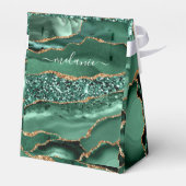Groen Goud Glitter Marmer Aangepaste Naam Gift Box Bedankdoosjes (Achterkant)
