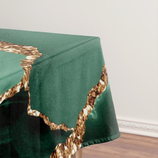 Groen Goud Glitter Marmer Aangepaste Naam Tafelkle Tafelkleed (Voorbeeld)