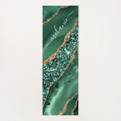 Groen Goud Glitter Marmer Aangepaste Naam Yoga Mat (Achterkant)